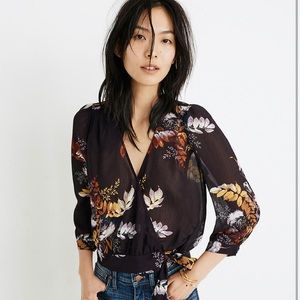 Madewell Wrap Top - blooming oasis plum